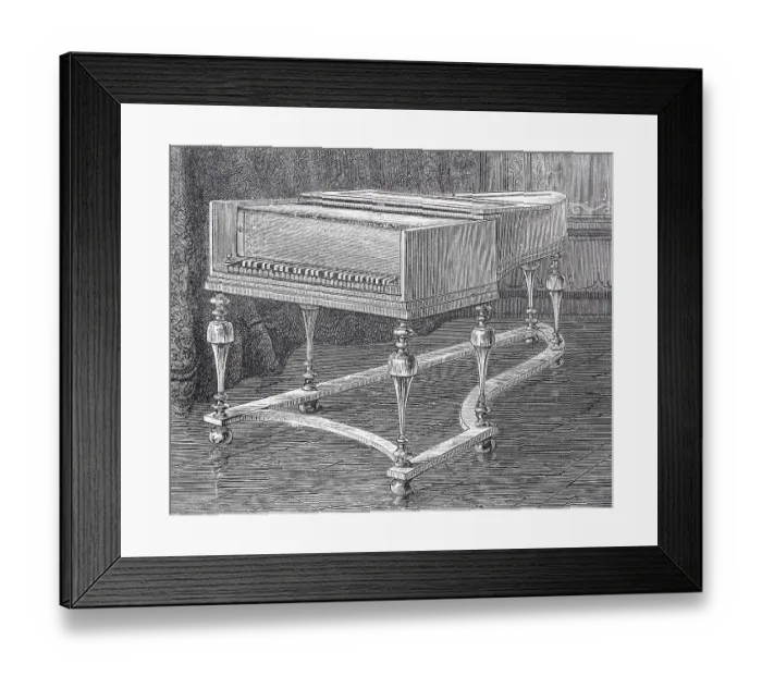 Framed Print : A piano by the Silbermann company, 1890, Germany, Historic, digitally restored reproduction of an original from the 19th century Framed Print : A piano by the Silbermann company, 1890, Germany, Historic, digitally restored reproduction of an original from the 19th century