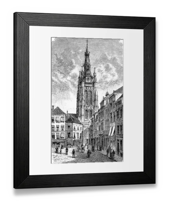 Framed Print : The Church of St. Martin in Kortrijk, Kortryk, Courtrai, formerly Cortrick, Flanders, Belgium, in 1880, Historic, digitally restored reproduction of an original 19th century original