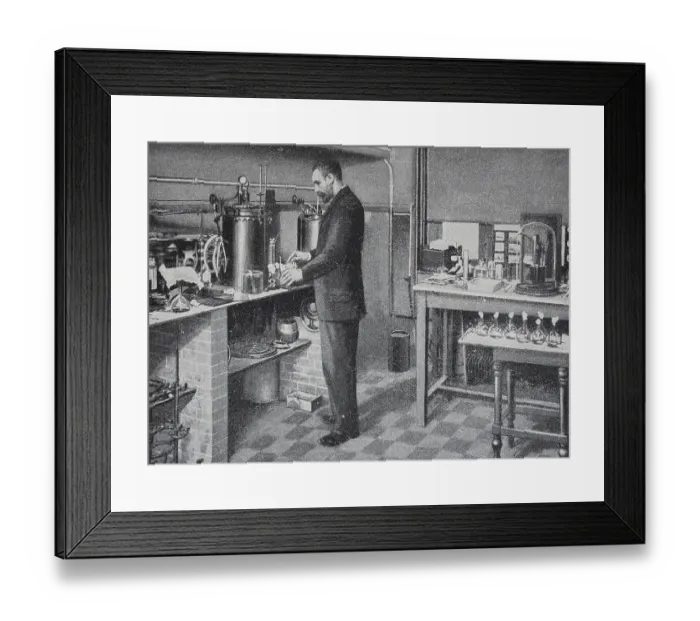 Framed Print : Production of the plague vaccine at the Pasteur Institute in Paris, here Emile Roux, France, Historical, digitally restored reproduction of an original from the 19th century Framed Print : Production of the plague vaccine at the Pasteur Institute in Paris, here Emile Roux, France, Historical, digitally restored reproduction of an original from the 19th century