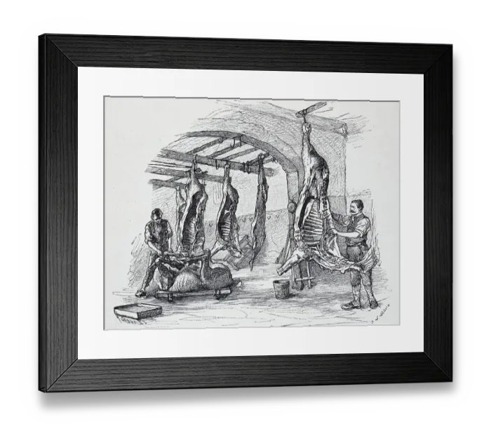 Framed Print : Horse Butcher, Slaughterhouse in Berlin, Germany, Historic, digitally restored reproduction of an original 19th century painting Framed Print : Horse Butcher, Slaughterhouse in Berlin, Germany, Historic, digitally restored reproduction of an original 19th century painting