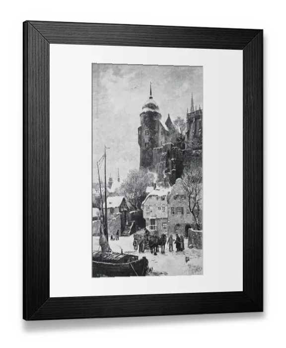 Framed Print : Detail of Meissen Castle in Winter, Saxony, Germany, Historic, digitally restored reproduction of an original 19th century painting Framed Print : Detail of Meissen Castle in Winter, Saxony, Germany, Historic, digitally restored reproduction of an original 19th century painting