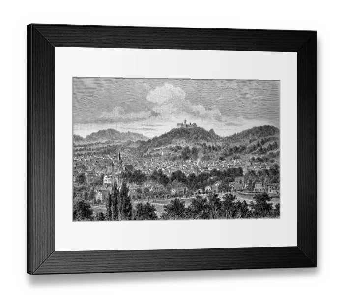 Framed Print : View of Eisenach and Wartburg Castle, Thuringia, Germany, in 1881, Historic, digitally restored reproduction of an original 19th-century original Framed Print : View of Eisenach and Wartburg Castle, Thuringia, Germany, in 1881, Historic, digitally restored reproduction of an original 19th-century original