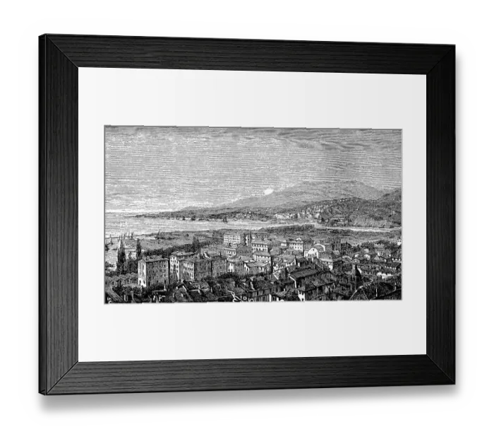 Framed Print : View of La Spezia, Liguria, Italy, in 1891, Historic, digitally restored reproduction of an original 19th century painting Framed Print : View of La Spezia, Liguria, Italy, in 1891, Historic, digitally restored reproduction of an original 19th century painting