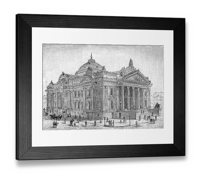 Framed Print : Stock Exchange in Brussels, Belgium, Historic, digitally restored reproduction of an original from the 19th century Framed Print : Stock Exchange in Brussels, Belgium, Historic, digitally restored reproduction of an original from the 19th century