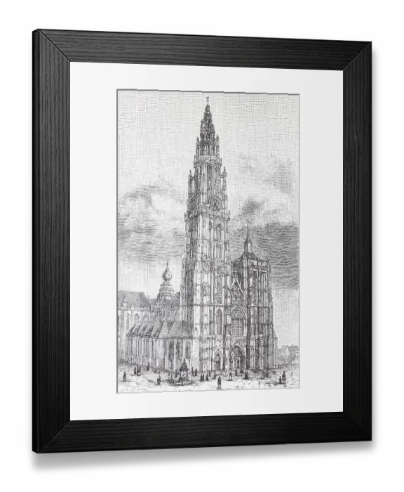 Framed Print : The Cathedral of Antwerp, Antwerp, Belgium, Historic, digitally restored reproduction of an original 19th-century artwork Framed Print : The Cathedral of Antwerp, Antwerp, Belgium, Historic, digitally restored reproduction of an original 19th-century artwork