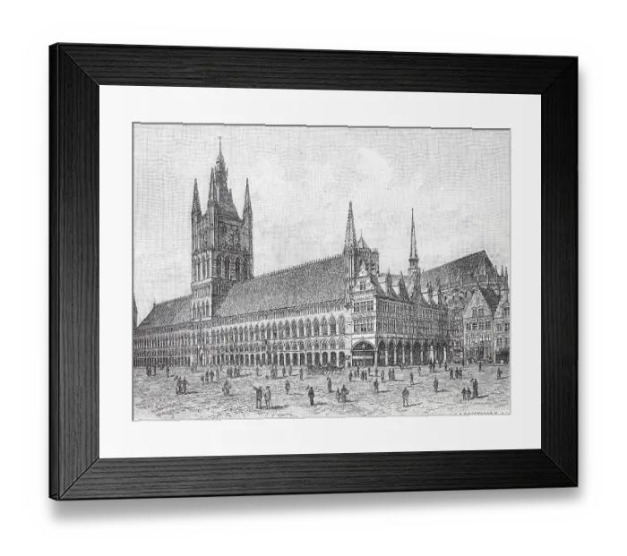 Framed Print : Cloth Hall and Grote Markt, large market, near Ypres, Belgium, Historic, digitally restored reproduction of an original 19th-century original Framed Print : Cloth Hall and Grote Markt, large market, near Ypres, Belgium, Historic, digitally restored reproduction of an original 19th-century original