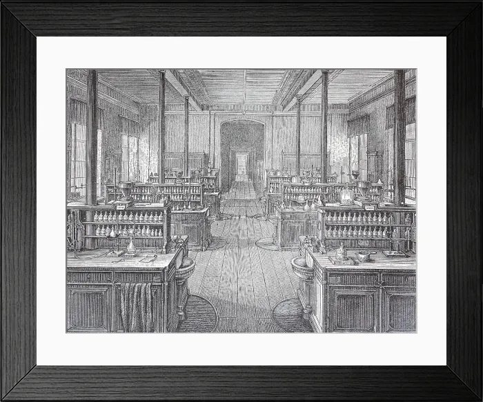 Framed Print : View of a workroom in the chemistry laboratory of the University of Leipzig, 1888, Germany, Historic, digitally restored reproduction of an original 19th-century master copy Framed Print : View of a workroom in the chemistry laboratory of the University of Leipzig, 1888, Germany, Historic, digitally restored reproduction of an original 19th-century master copy