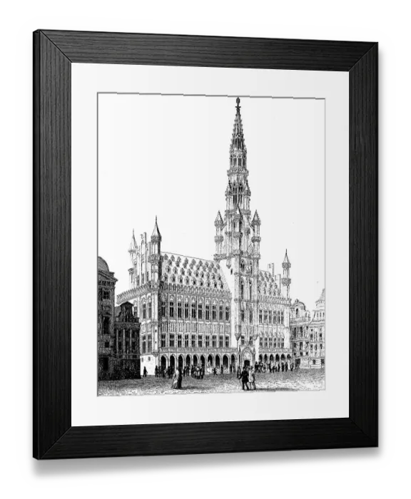 Framed Print : The Town Hall of Brussels, 1888, Belgium, Historic, digitally restored reproduction of an original 19th-century artwork Framed Print : The Town Hall of Brussels, 1888, Belgium, Historic, digitally restored reproduction of an original 19th-century artwork