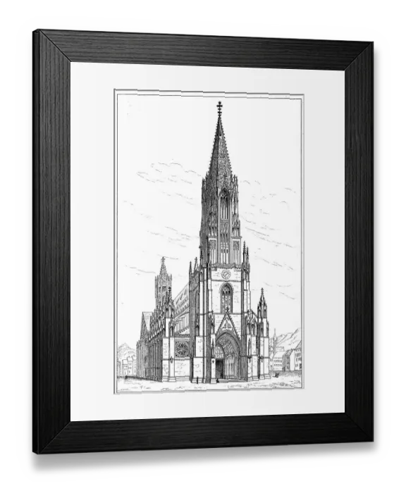 Framed Print : Freiburg Cathedral, Freiburger Muenster or Muenster Unserer Lieben Frau, 1887, the cathedral of Freiburg im Breisgau, Germany, Historic, digitally restored reproduction of an original 19th-century original Framed Print : Freiburg Cathedral, Freiburger Muenster or Muenster Unserer Lieben Frau, 1887, the cathedral of Freiburg im Breisgau, Germany, Historic, digitally restored reproduction of an original 19th-century original