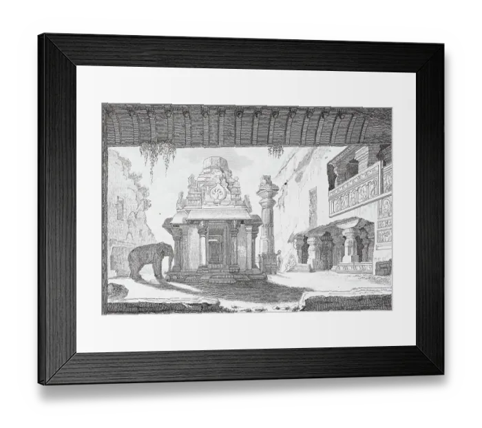 Framed Print : Temple of Ellora, Dumar Layna, India, Historic, digitally restored reproduction of a 19th century original