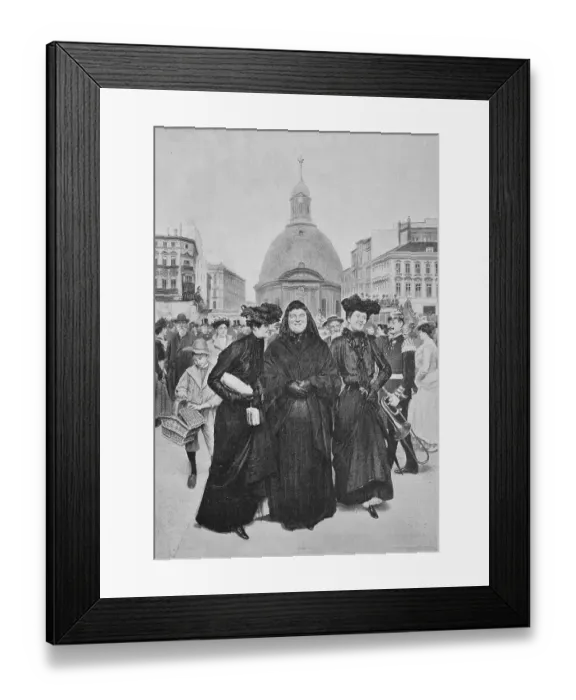 Framed Print : Street scene in Berlin with three woman and many passers-by, Germany, 1887, Historic, digital reproduction of an original 19th-century original, original date not known Framed Print : Street scene in Berlin with three woman and many passers-by, Germany, 1887, Historic, digital reproduction of an original 19th-century original, original date not known