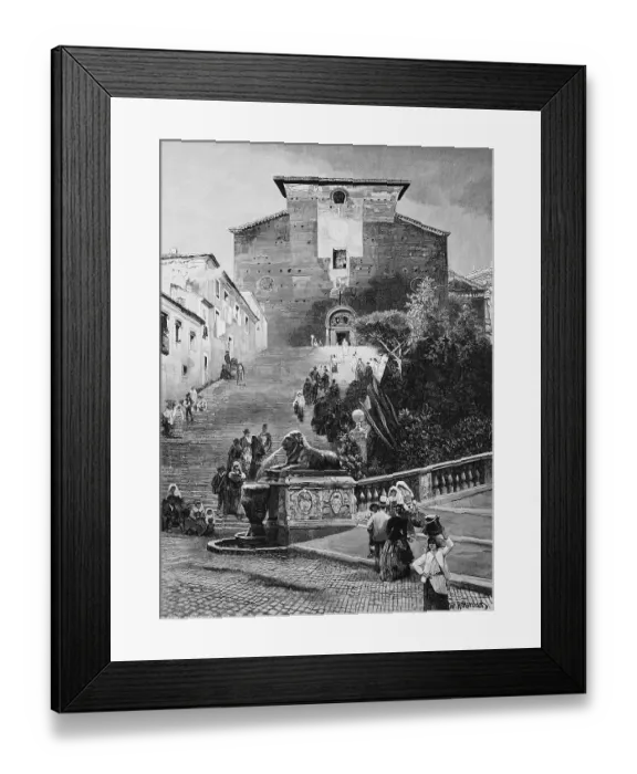 Framed Print : The Church of Santa Maria in Aracoel, Santa Maria in Ara Coeli al Campidoglio, Holy Mary of the Altar of Heaven, in Rome, Italy, 1890, Historic, digital reproduction of an original 19th century artwork, original date unknown Framed Print : The Church of Santa Maria in Aracoel, Santa Maria in Ara Coeli al Campidoglio, Holy Mary of the Altar of Heaven, in Rome, Italy, 1890, Historic, digital reproduction of an original 19th century artwork, original date unknown
