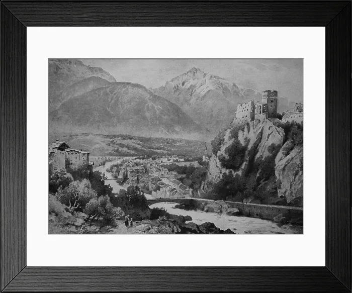 Framed Print : Landeck in Tyrol, Austria, 1899, Historic, digital reproduction of an original 19th-century painting, original date unknown Framed Print : Landeck in Tyrol, Austria, 1899, Historic, digital reproduction of an original 19th-century painting, original date unknown