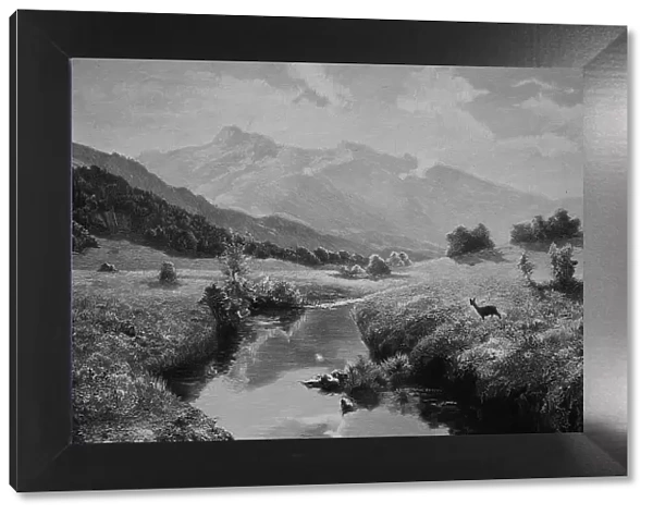 High moor at the Kampenwand in the Chiemgau Alps, Bavaria, Germany, 1899, Historic, digital reproduction of an original 19th-century painting, original date unknown