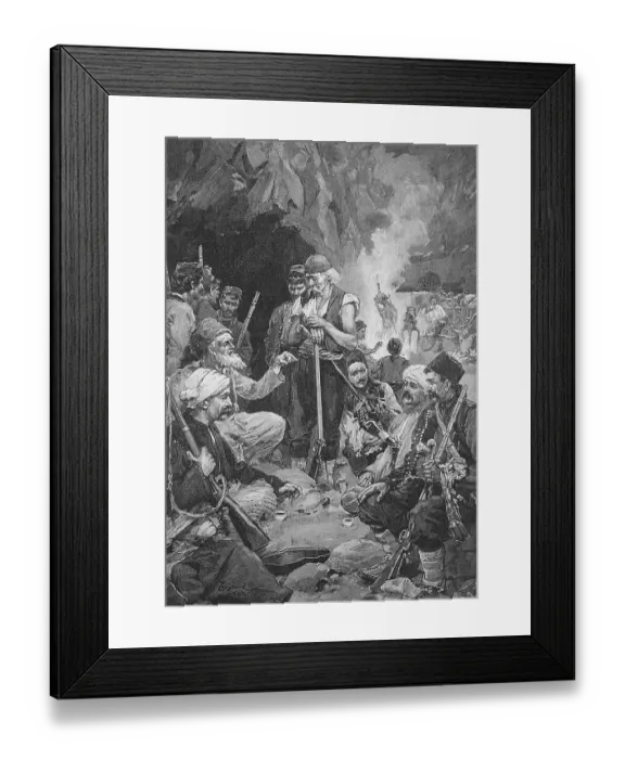 Framed Print : A Consultation of Albanian Notables, Members of the Social Upper Class and Insurgent Leaders, Insurgents for Revolting against the Existing Civil or Political Authority, Albania, 1899, Historical Framed Print : A Consultation of Albanian Notables, Members of the Social Upper Class and Insurgent Leaders, Insurgents for Revolting against the Existing Civil or Political Authority, Albania, 1899, Historical