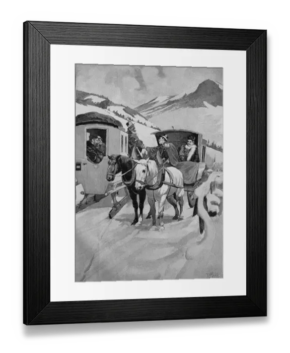 Framed Print : New Year's greeting on a country road, two carriages, sleighs, have met on the road and the coachmen wish each other a Happy New Year by shaking hands, winter landscape in the mountains, Austria, 1880, Historic Framed Print : New Year's greeting on a country road, two carriages, sleighs, have met on the road and the coachmen wish each other a Happy New Year by shaking hands, winter landscape in the mountains, Austria, 1880, Historic