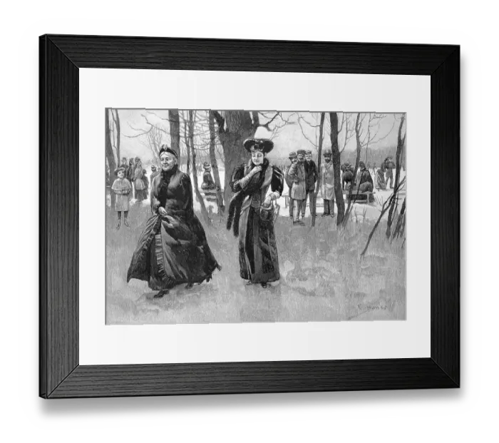 Framed Print : Winter walk of the family, the mother wants to go home and walks in front from the skating rink, the daughter follows her, 1880, Germany, Historic, digital reproduction of an original 19th century original, original date not known Framed Print : Winter walk of the family, the mother wants to go home and walks in front from the skating rink, the daughter follows her, 1880, Germany, Historic, digital reproduction of an original 19th century original, original date not known