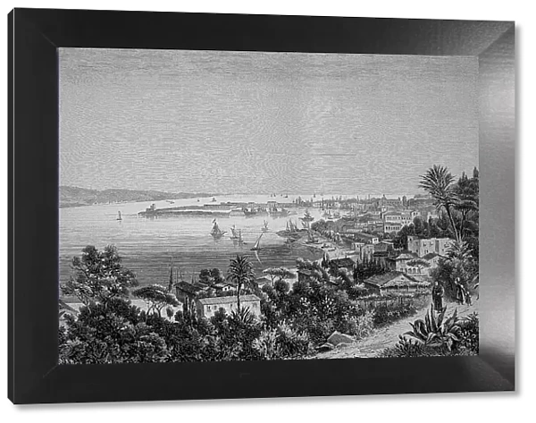 View of Messina, Sicily, Italy, Historic, digitally restored reproduction of an original 19th century artwork