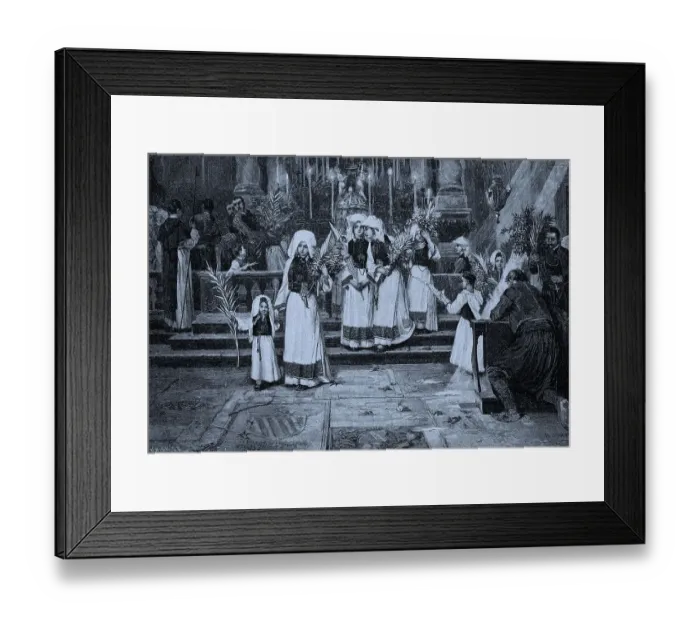 Framed Print : Palm Sunday in Ragusa, Italy, 1876, Historic, digital reproduction of an original 19th-century artwork, original date unknown Framed Print : Palm Sunday in Ragusa, Italy, 1876, Historic, digital reproduction of an original 19th-century artwork, original date unknown