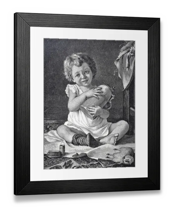 Framed Print : Girl with a Mass, Masskrug, beer mug, symbolic of Muenchner Kindl, meaning Munich child in the Bavarian German dialect and the name of the symbol on the coat of arms of the city of Munich, 1880, Germany, Historic Framed Print : Girl with a Mass, Masskrug, beer mug, symbolic of Muenchner Kindl, meaning Munich child in the Bavarian German dialect and the name of the symbol on the coat of arms of the city of Munich, 1880, Germany, Historic