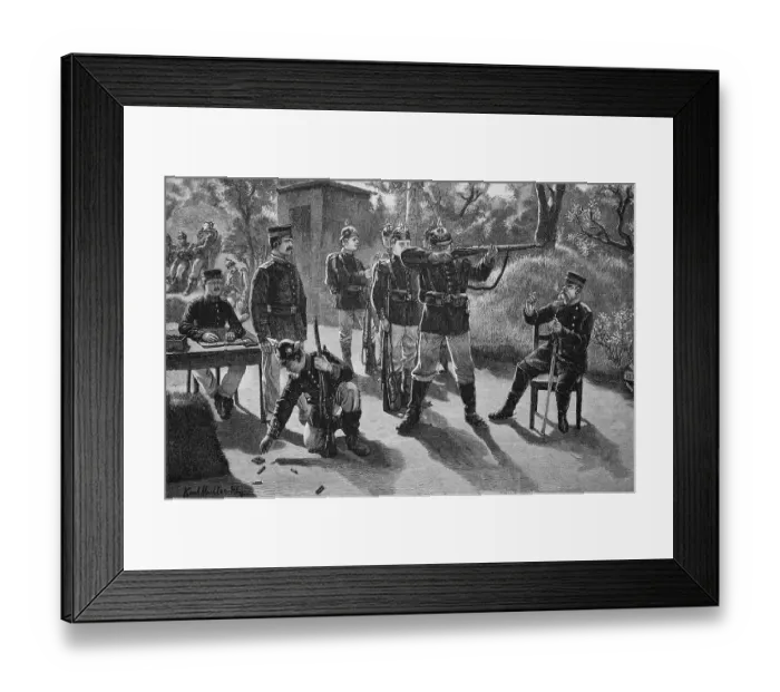 Framed Print : Soldiers at the shooting range, 1876, Germany, Historic, digital reproduction of an original 19th century painting, original date not known Framed Print : Soldiers at the shooting range, 1876, Germany, Historic, digital reproduction of an original 19th century painting, original date not known