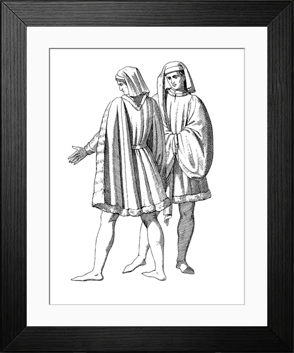 Framed Print : Costume of the men in Florence at the beginning of the 15th century, Florence, Italy, fashion history, costume history, historical, digital reproduction of an original from the 19th century Framed Print : Costume of the men in Florence at the beginning of the 15th century, Florence, Italy, fashion history, costume history, historical, digital reproduction of an original from the 19th century