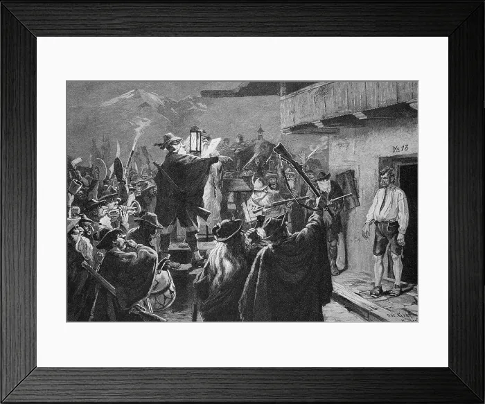 Framed Print : Court of reprimand at the Haberfeldtreiben, Haberfeldtreiben is a secret court of reprimand in the Oberland, Bavaria, no longer in use today, which was practised mainly in the area around Toelz, Tegernsee, Miesbach, Rosenheim and Ebersberg, Germany Framed Print : Court of reprimand at the Haberfeldtreiben, Haberfeldtreiben is a secret court of reprimand in the Oberland, Bavaria, no longer in use today, which was practised mainly in the area around Toelz, Tegernsee, Miesbach, Rosenheim and Ebersberg, Germany