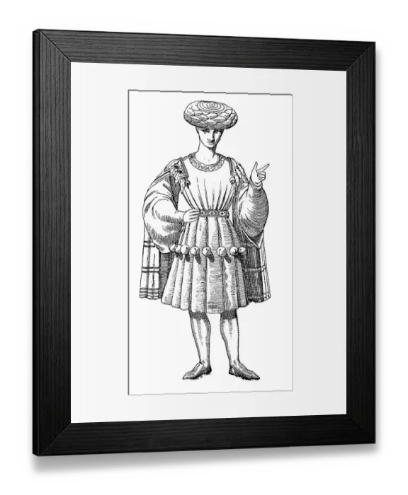 Framed Print : Shell traditional costume, end of the 14th century, Paris, France, Historical, digital reproduction of an original from the 19th century Framed Print : Shell traditional costume, end of the 14th century, Paris, France, Historical, digital reproduction of an original from the 19th century