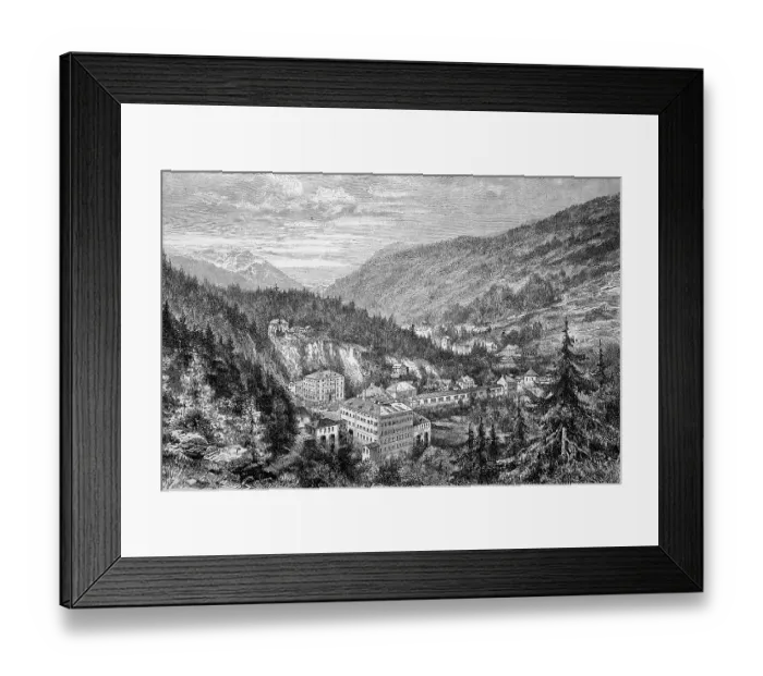 Framed Print : Gastein in 1880, view of the town from the Schillerhoehe, district of St. Johann im Pongau, province of Salzburg, Austria, digitally restored reproduction of an original 19th-century original Framed Print : Gastein in 1880, view of the town from the Schillerhoehe, district of St. Johann im Pongau, province of Salzburg, Austria, digitally restored reproduction of an original 19th-century original