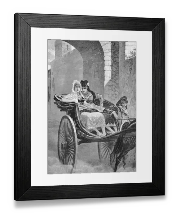 Framed Print : Two elegant young ladies ride carriage to bullfight, Spain, Historisch, historical, digital verbesserte reproduction of an original from the 19th century, digital restaurierte Reproduktion einer Originalvorlage aus dem 19 Framed Print : Two elegant young ladies ride carriage to bullfight, Spain, Historisch, historical, digital verbesserte reproduction of an original from the 19th century, digital restaurierte Reproduktion einer Originalvorlage aus dem 19