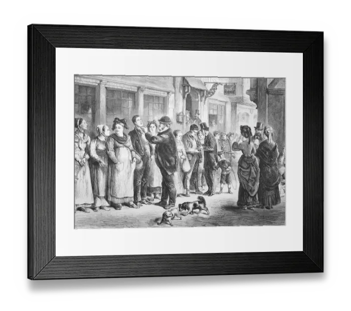 Framed Print : Der Dienstbotenmarkt, ein Stellenmarkt fuer Knechte und Maaede, im Elsass in Frankreich, The servants market, a job market for farmhands and maids, in Alsace, France, Historisch, historical Framed Print : Der Dienstbotenmarkt, ein Stellenmarkt fuer Knechte und Maaede, im Elsass in Frankreich, The servants market, a job market for farmhands and maids, in Alsace, France, Historisch, historical