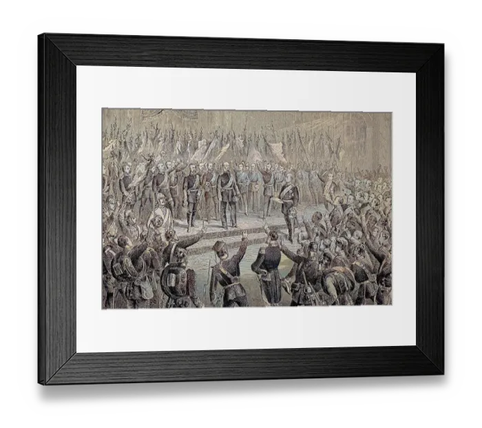 Framed Print : On 18 January 1871, the proclamation of the King of Prussia to the German Emperor took place in Versailles, France, digitally restored reproduction of a 19th century original, exact original date unknown Framed Print : On 18 January 1871, the proclamation of the King of Prussia to the German Emperor took place in Versailles, France, digitally restored reproduction of a 19th century original, exact original date unknown