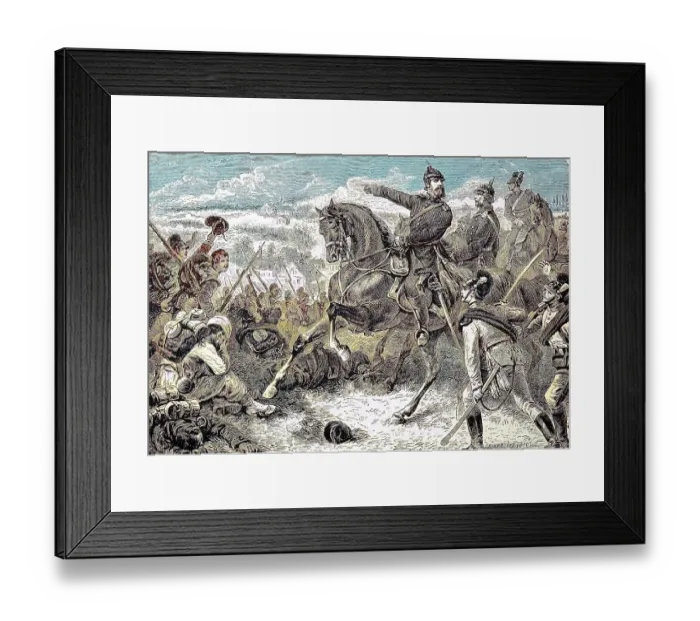 Framed Print : The Crown Prince at the Battle of Woerth on 6 August 1870, also known as the Battle of Reichshoffen or the Battle of Froschwiller, troops from Germany under the command of Crown Prince Frederick near the village of Woerth in Alsace, France Framed Print : The Crown Prince at the Battle of Woerth on 6 August 1870, also known as the Battle of Reichshoffen or the Battle of Froschwiller, troops from Germany under the command of Crown Prince Frederick near the village of Woerth in Alsace, France