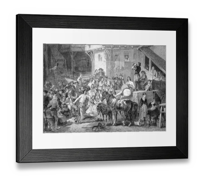 Framed Print : Juggler troupe in a village in Swabia, circus, Germany, Historisch, historical, digitally improved reproduction of an original from the 19th century, digitally restored reproduction of an original from the 19th century, exact original date not known Framed Print : Juggler troupe in a village in Swabia, circus, Germany, Historisch, historical, digitally improved reproduction of an original from the 19th century, digitally restored reproduction of an original from the 19th century, exact original date not known