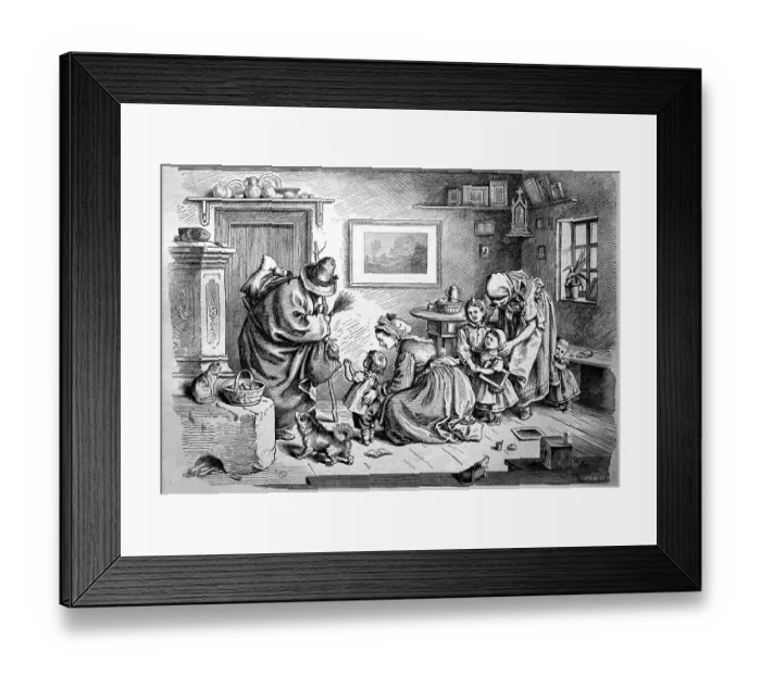 Framed Print : On the Eve of Christmas, Knecht Ruprecht Visits the Family and the Children, 1880, Germany, digitally restored reproduction of an original 19th-century print Framed Print : On the Eve of Christmas, Knecht Ruprecht Visits the Family and the Children, 1880, Germany, digitally restored reproduction of an original 19th-century print