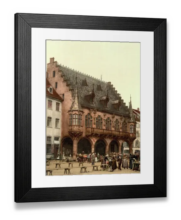 Framed Print : Town Hall and Market in Freiburg, Baden-Wuerttemberg, Germany, Historic, digitally restored reproduction of a photochrome print from the 1890s Framed Print : Town Hall and Market in Freiburg, Baden-Wuerttemberg, Germany, Historic, digitally restored reproduction of a photochrome print from the 1890s