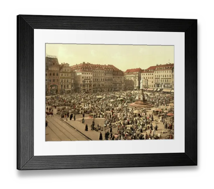 Framed Print : Altstadtmarkt in Dresden, Saxony, Germany, Historic, digitally restored reproduction of a photochrome print from the 1890s Framed Print : Altstadtmarkt in Dresden, Saxony, Germany, Historic, digitally restored reproduction of a photochrome print from the 1890s