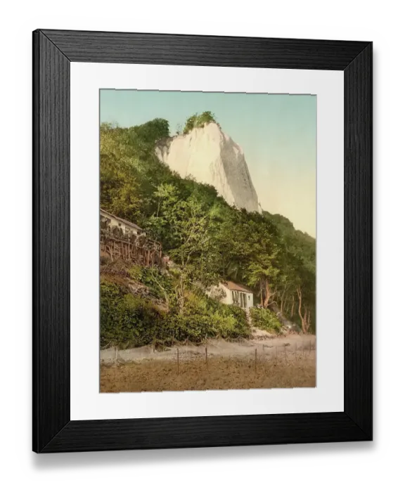 Framed Print : The Koenigsstuhl, Stubbenkammer, chalk cliffs on the island of Ruegen, Mecklenburg-Western Pomerania, Germany, Historic, digitally restored reproduction of a photochrome print from the 1890s