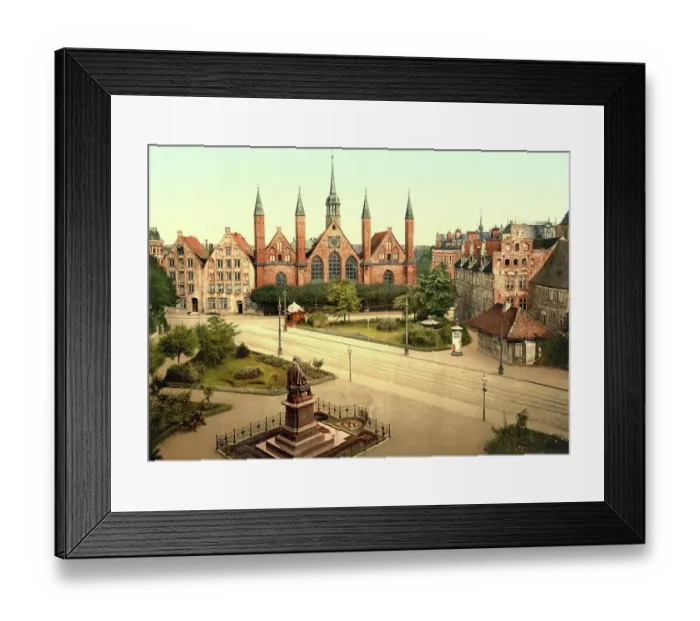 Framed Print : The Hospital and the Old Town of Luebecl, Schleswig-Holstein, Germany, Historic, digitally restored reproduction of a photochrome print from the 1890s Framed Print : The Hospital and the Old Town of Luebecl, Schleswig-Holstein, Germany, Historic, digitally restored reproduction of a photochrome print from the 1890s