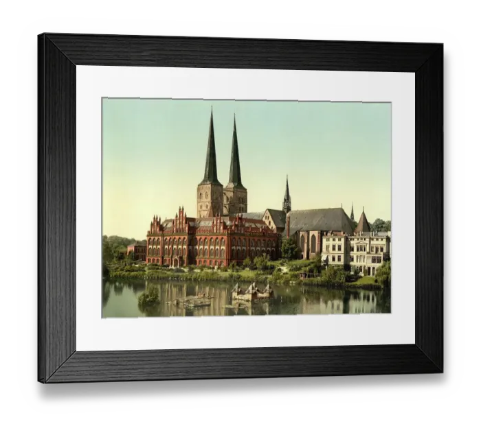 Framed Print : Cathedral St. Marys Church of Luebeck, Schleswig-Holstein, Germany, Historical, digitally restored reproduction of a photochromic print from the 1890s Framed Print : Cathedral St. Marys Church of Luebeck, Schleswig-Holstein, Germany, Historical, digitally restored reproduction of a photochromic print from the 1890s