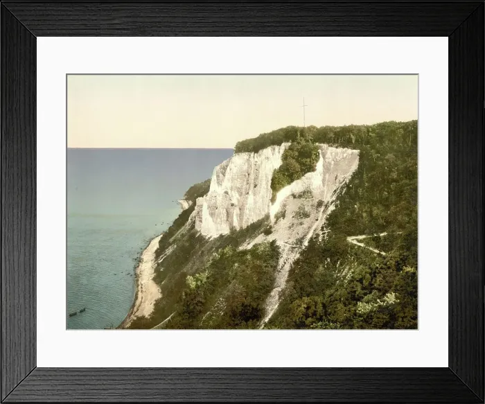 Framed Print : The small Stubbenkammer chalk cliffs on the island of Ruegen, Mecklenburg-Western Pomerania, Germany, Historic, digitally restored reproduction of a photochromic print from the 1890s Framed Print : The small Stubbenkammer chalk cliffs on the island of Ruegen, Mecklenburg-Western Pomerania, Germany, Historic, digitally restored reproduction of a photochromic print from the 1890s