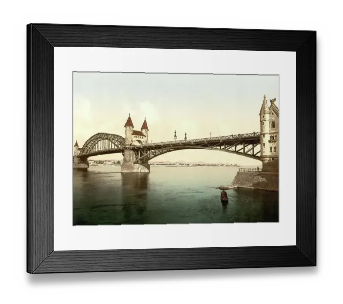 Framed Print : Rhine bridge in the Siebengebirge, North Rhine-Westphalia, Germany, Historic, digitally restored reproduction of a photochromic print from the 1890s Framed Print : Rhine bridge in the Siebengebirge, North Rhine-Westphalia, Germany, Historic, digitally restored reproduction of a photochromic print from the 1890s