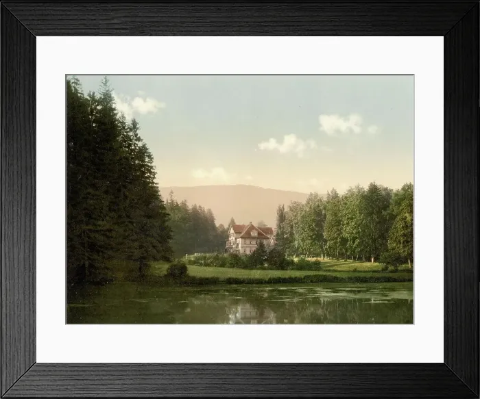 Framed Print : Reinhardsbrunn Inn in Friedrichroda, Friedrichrhoda in Thuringia, Germany, Historic, digitally restored reproduction of a photochrome print from the 1890s