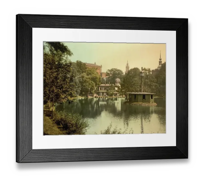 Framed Print : The prison pond in the old town of Dresden in Saxony, Germany, Historic, digitally restored reproduction of a photochrome print from the 1890s Framed Print : The prison pond in the old town of Dresden in Saxony, Germany, Historic, digitally restored reproduction of a photochrome print from the 1890s