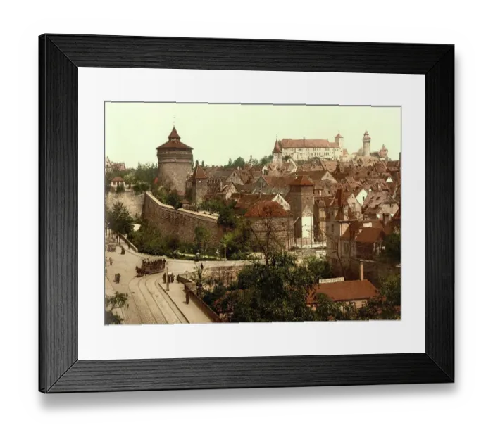 Framed Print : Panorama seen from Hallertor, Nuremberg, Bavaria, Germany, Historic, digitally restored reproduction of a photochromic print from the 1890s Framed Print : Panorama seen from Hallertor, Nuremberg, Bavaria, Germany, Historic, digitally restored reproduction of a photochromic print from the 1890s