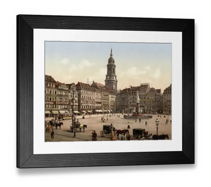 Framed Print : Market Square in the Old Town of Dresden, Saxony, Germany, Historic, digitally restored reproduction of a photochromic print from the 1890s Framed Print : Market Square in the Old Town of Dresden, Saxony, Germany, Historic, digitally restored reproduction of a photochromic print from the 1890s