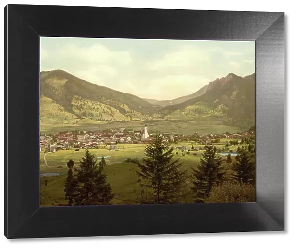 Oberammergau in Bavaria, Germany, Historic, digitally restored reproduction of a photochromic print from the 1890s