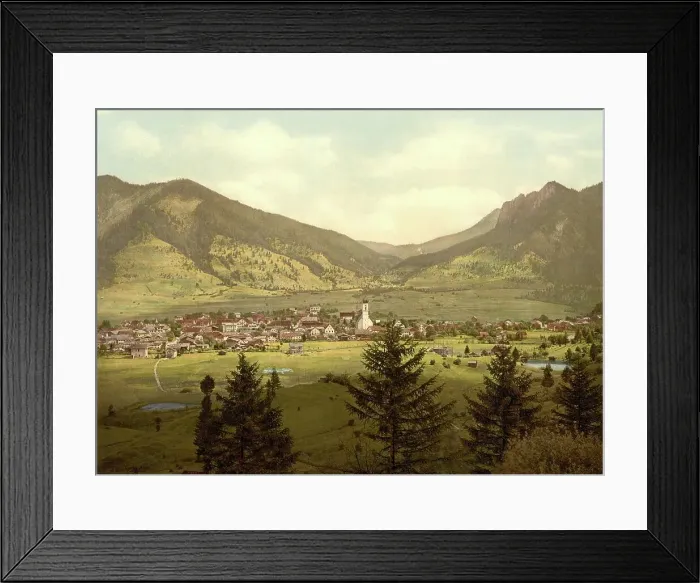 Framed Print : Oberammergau in Bavaria, Germany, Historic, digitally restored reproduction of a photochromic print from the 1890s Framed Print : Oberammergau in Bavaria, Germany, Historic, digitally restored reproduction of a photochromic print from the 1890s