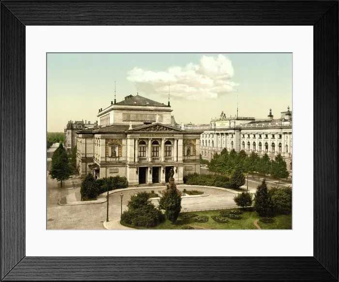 Framed Print : The new concert hall and library in Leipzig, Saxony, Germany, Historic, digitally restored reproduction of a photochrome print from the 1890s Framed Print : The new concert hall and library in Leipzig, Saxony, Germany, Historic, digitally restored reproduction of a photochrome print from the 1890s