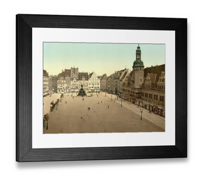 Framed Print : Market Square and Town Hall of Leipzig in Saxony, Germany, Historic, digitally restored reproduction of a photochrome print from the 1890s Framed Print : Market Square and Town Hall of Leipzig in Saxony, Germany, Historic, digitally restored reproduction of a photochrome print from the 1890s